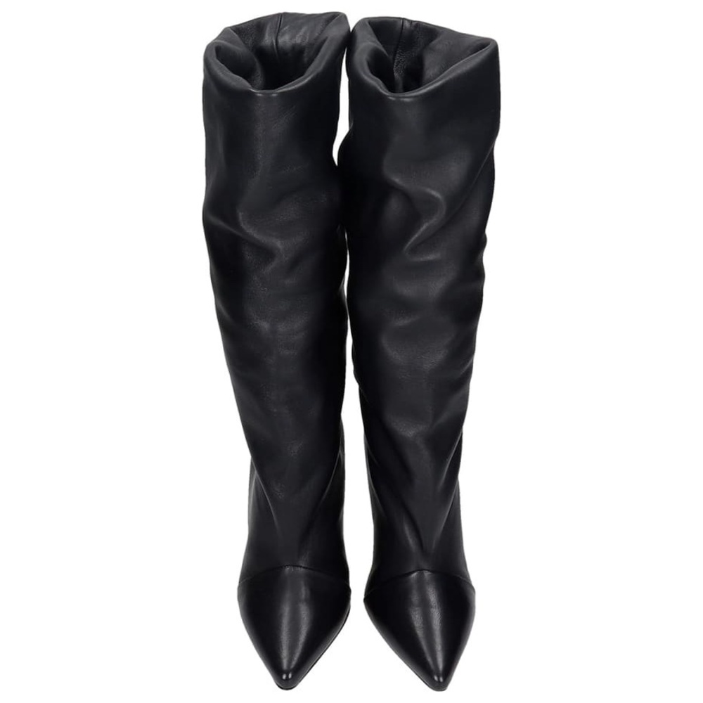 IRO Scabbia Black Leather High Heel Slouch Boots